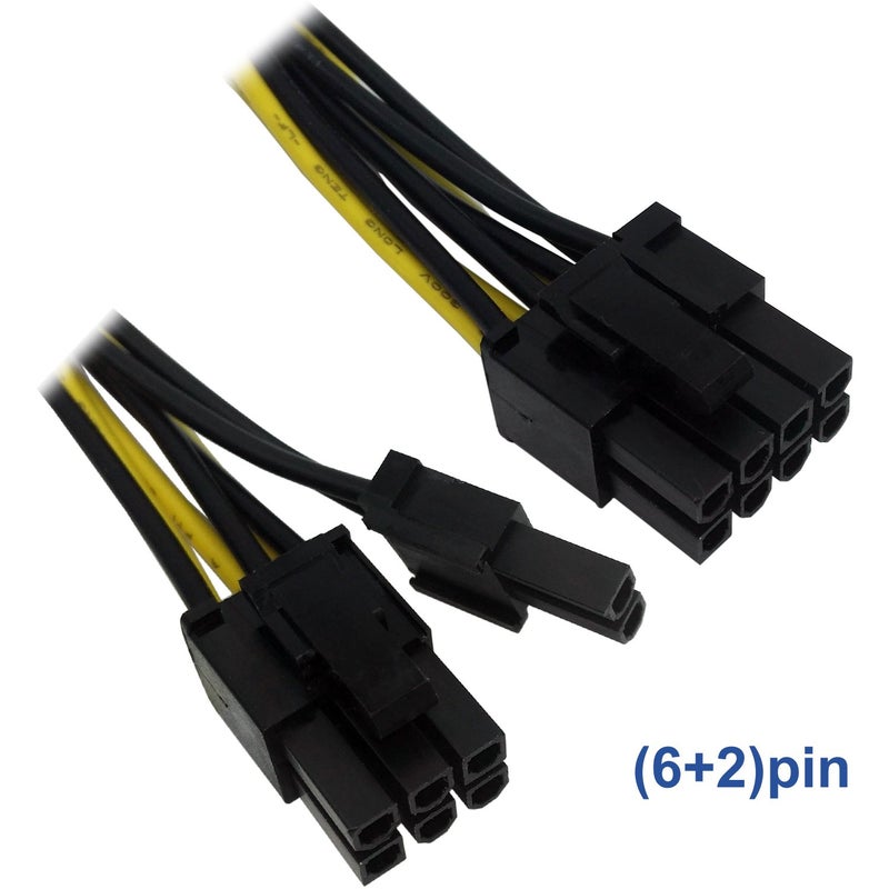 COMeap (3-Pack Molex to 6 Pin 8 Pin GPU Power Adapter, 8 Pin (6+2) Male PCI Express to 2X Molex PCIe Power Adapter Cable 9-inch(23cm) - Image 2